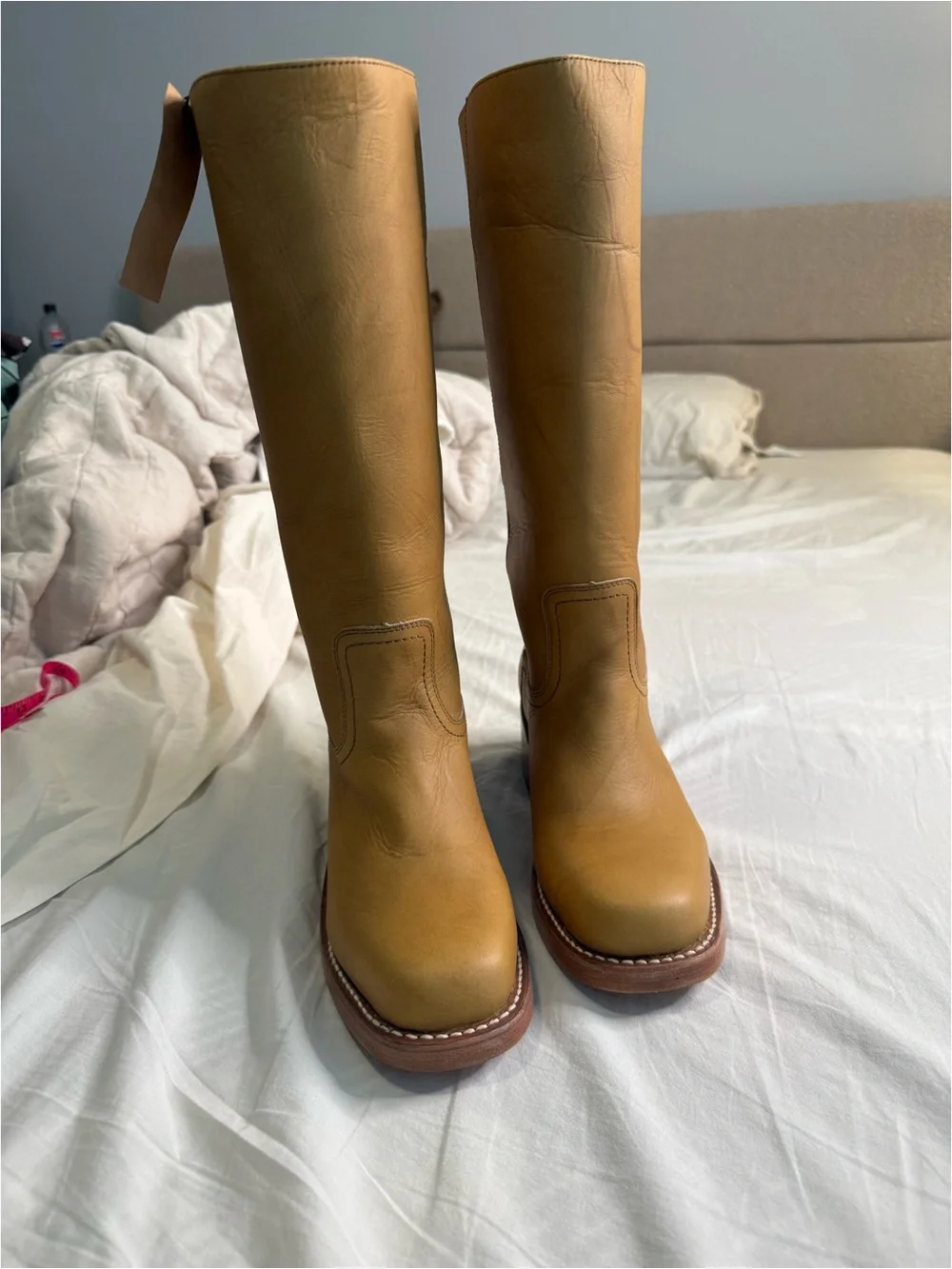 Women’s Tall Western Leather Boots - Mustard